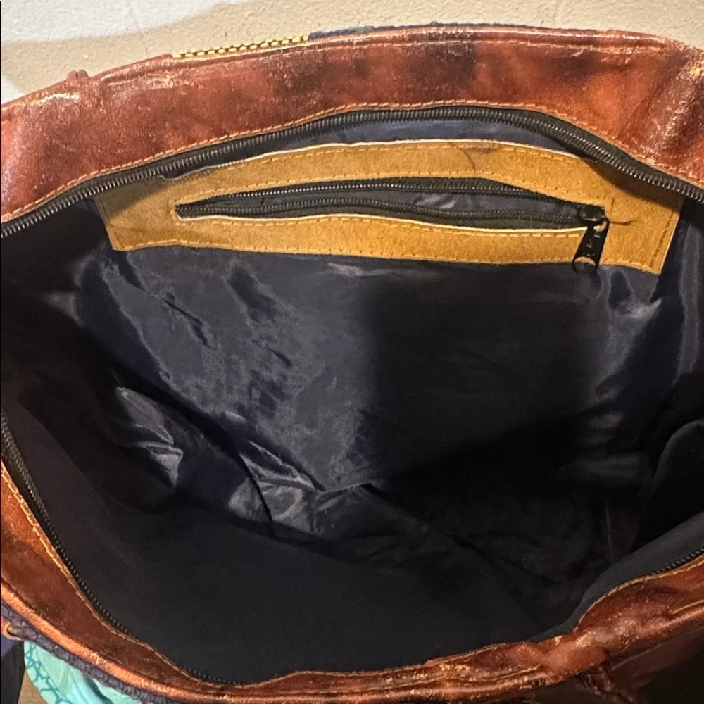 Mexican handmade leather tote bag